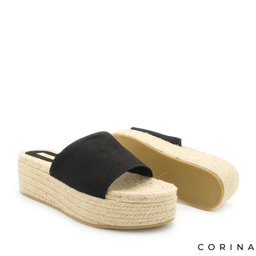 Sandalia mule plataforma negra
