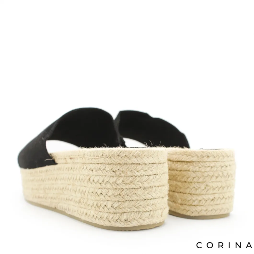 Sandalia mule plataforma negra