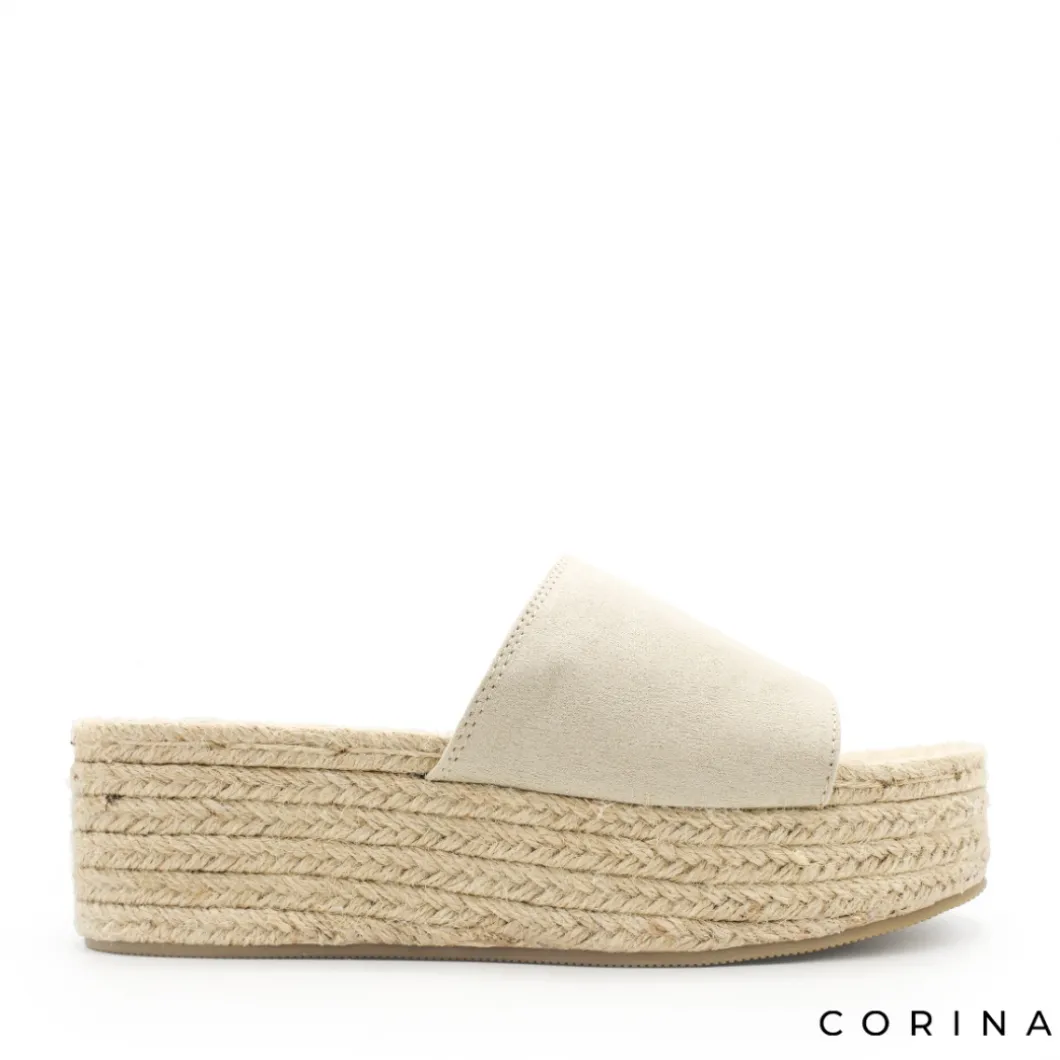 Sandalia mule plataforma esparto beige