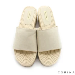 Sandalia mule plataforma esparto beige