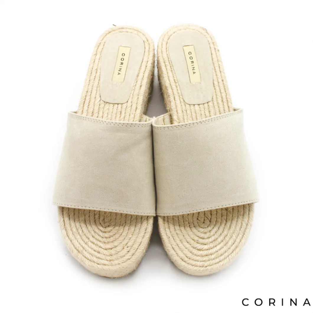 Sandalia mule plataforma esparto beige