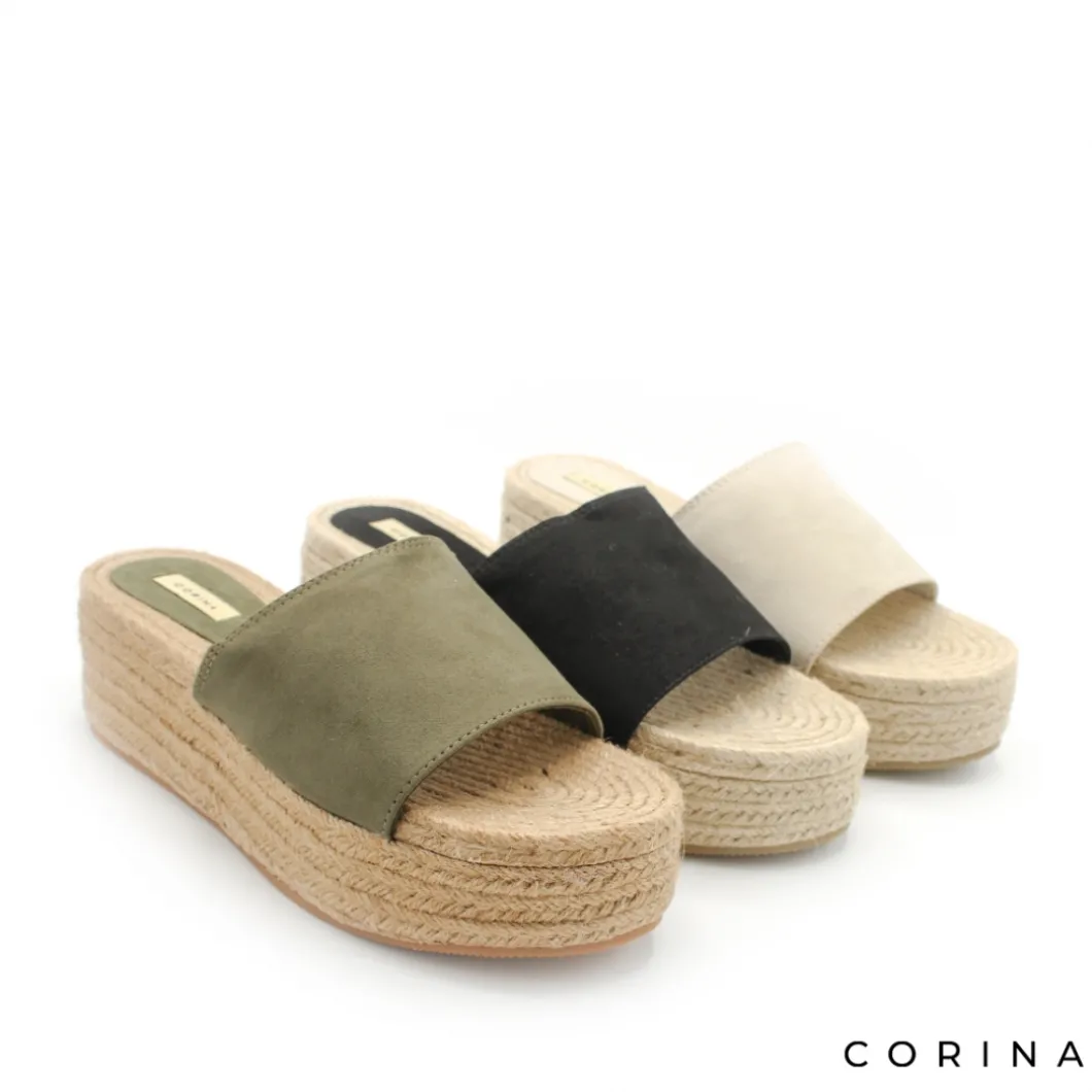 Sandalia mule plataforma esparto beige