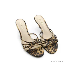 Sandalia mule tacon fino leopardo