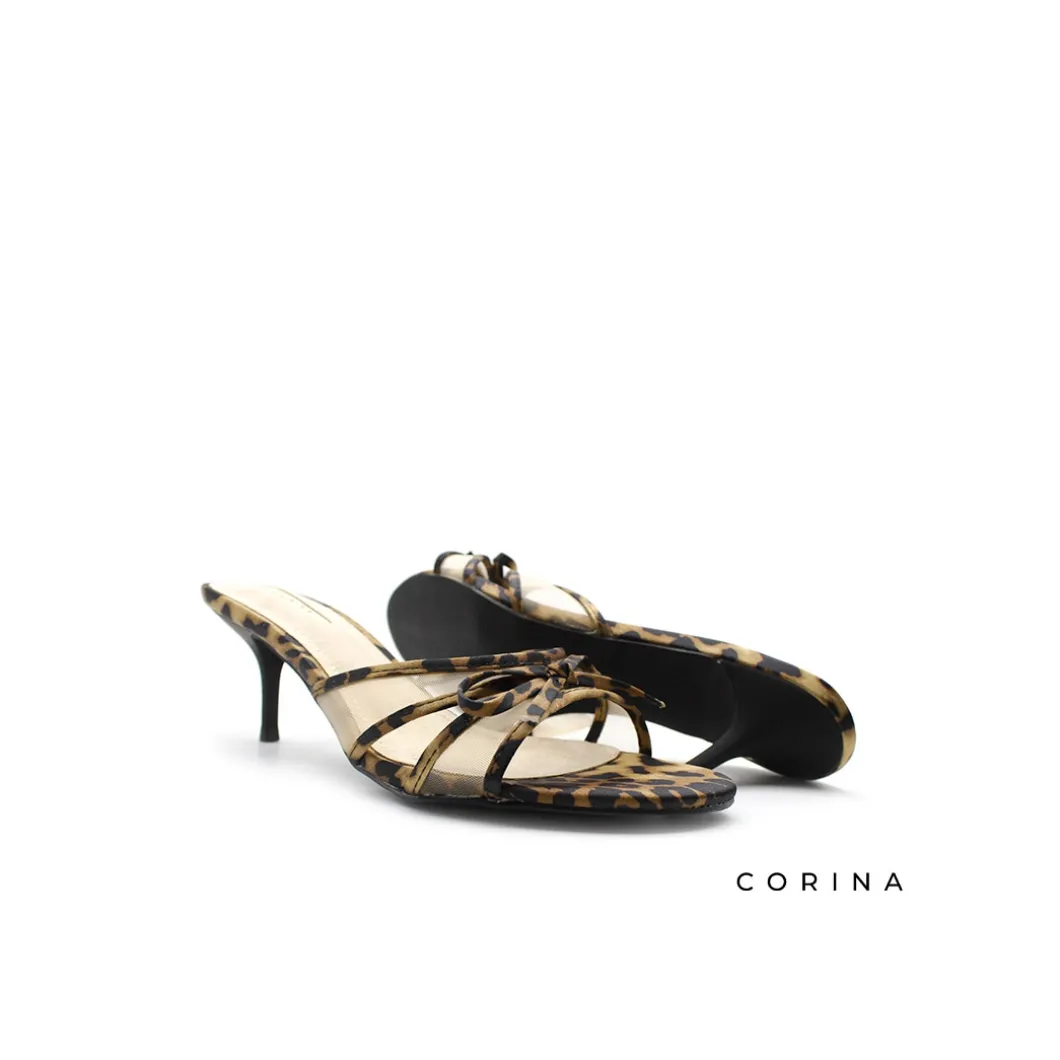 Sandalia mule tacon fino leopardo