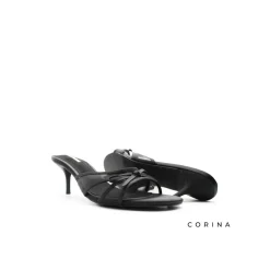 Sandalia mule tacon fino negra