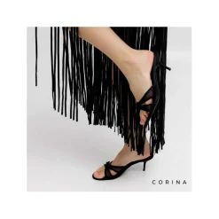 Sandalia mule tacon fino negra