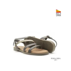 Sandalia multitiras piel moka