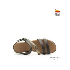 Sandalia multitiras piel moka