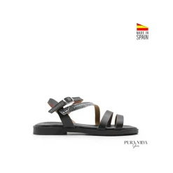 Sandalia multitiras piel negra