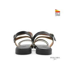 Sandalia multitiras piel negra