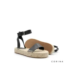 Sandalia negra suela esparto