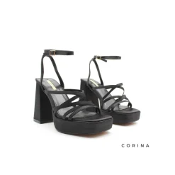 Sandalia negra tacón con plataforma