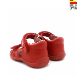 SANDALIA NIÑA VELCRO CORAZÓN ROJA