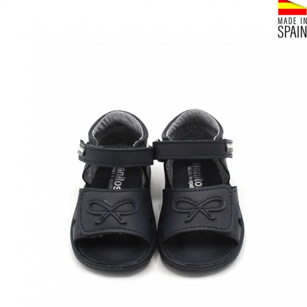 SANDALIA NIÑA VELCRO LAZO AZUL MARINO