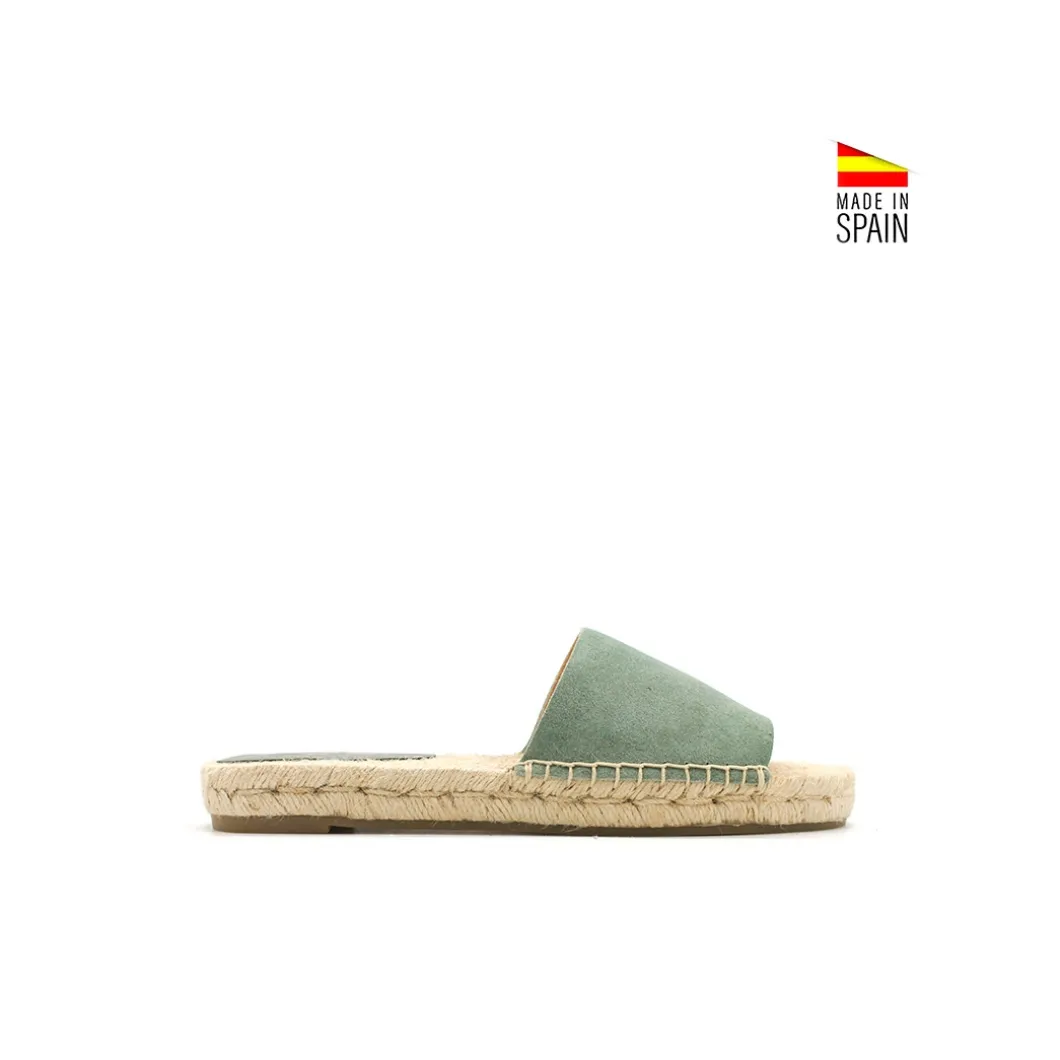 Sandalia pala verde con suela de esparto