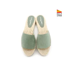 Sandalia pala verde con suela de esparto
