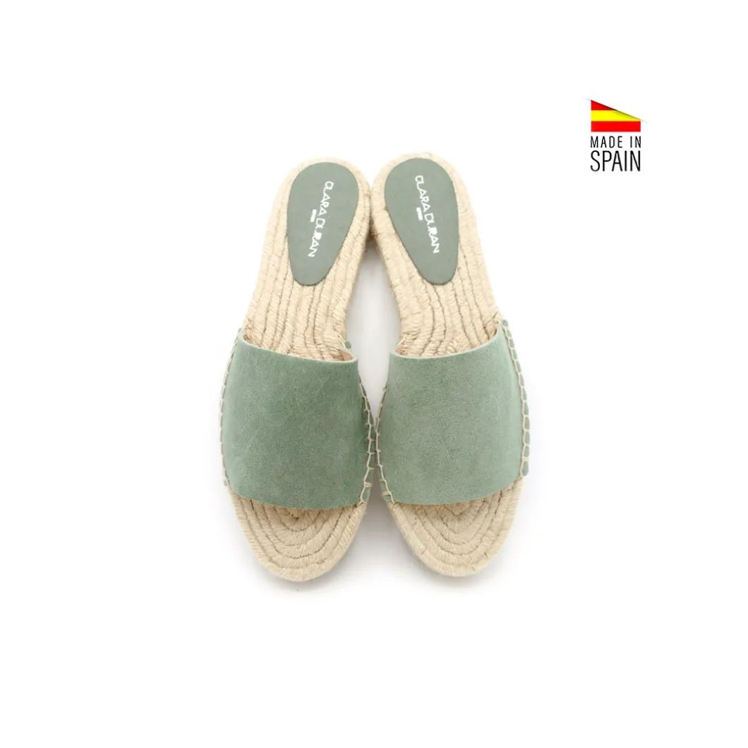 Sandalia pala verde con suela de esparto