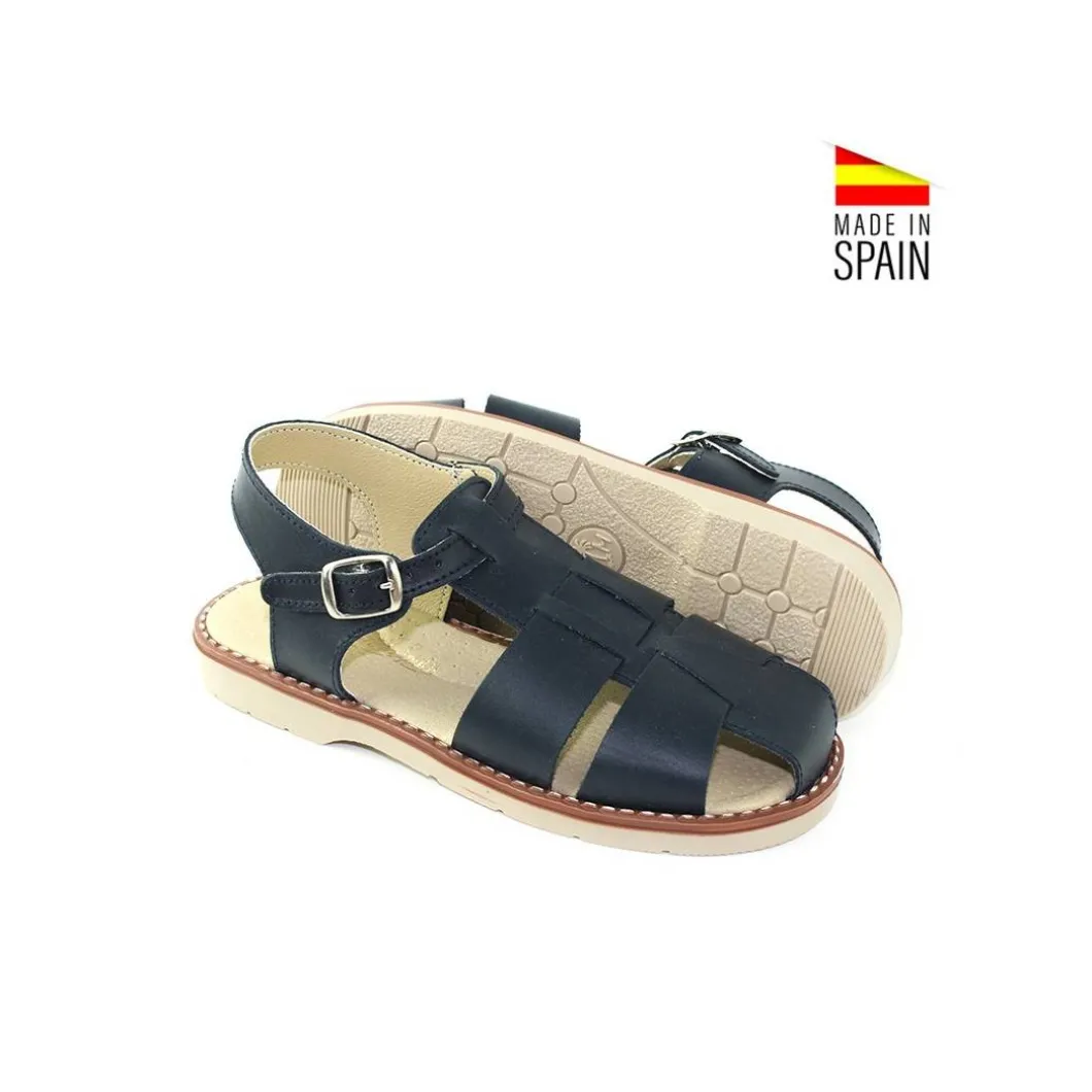 Sandalia piel 55 azul marino