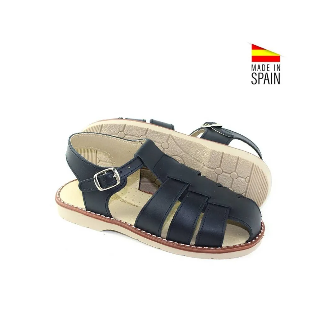 Sandalia piel 2096 azul marino