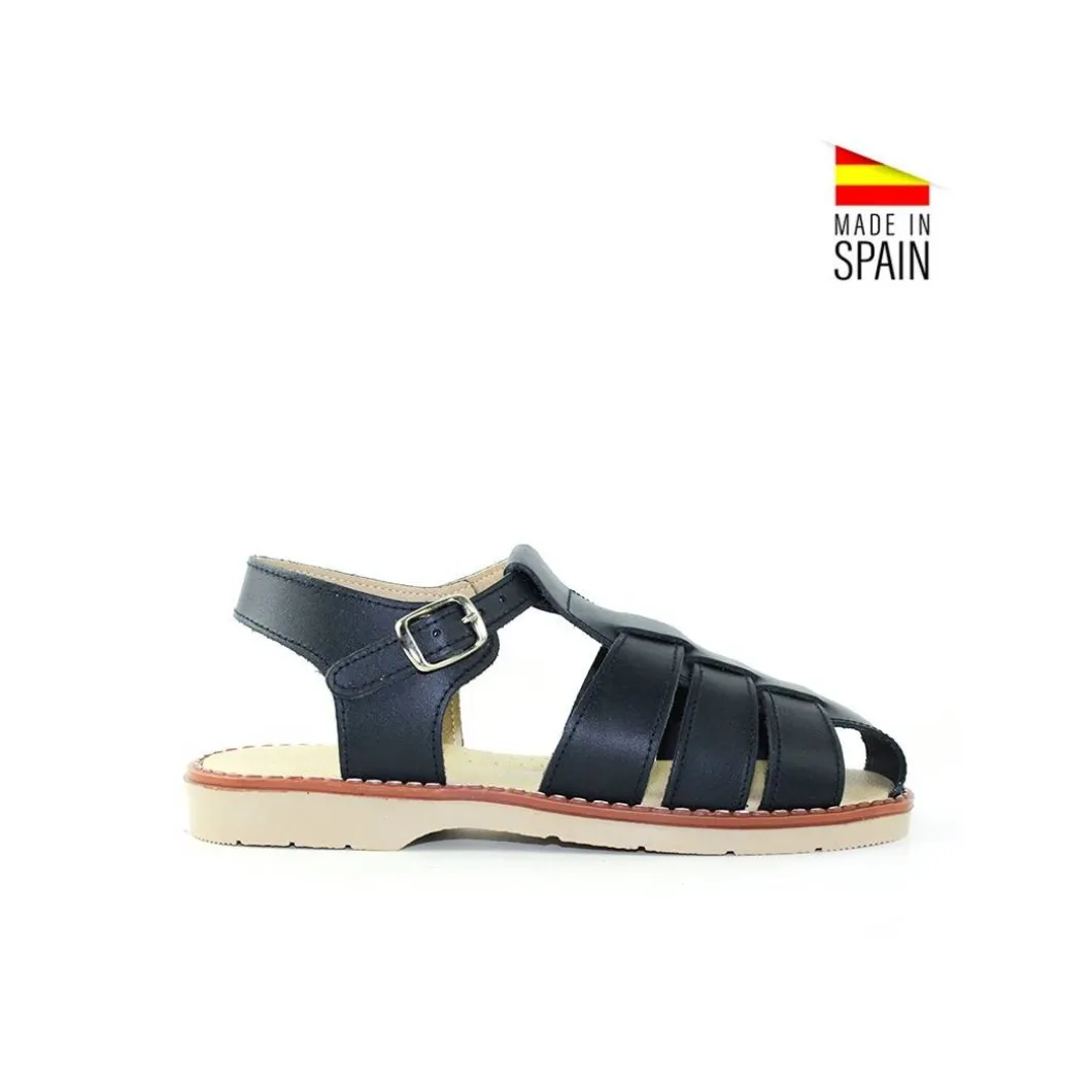 Sandalia piel 2096 azul marino