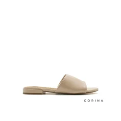 Sandalia plana charol beige