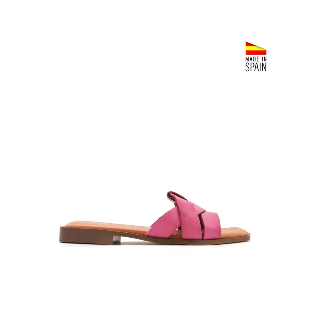 Sandalia plana piel fucsia