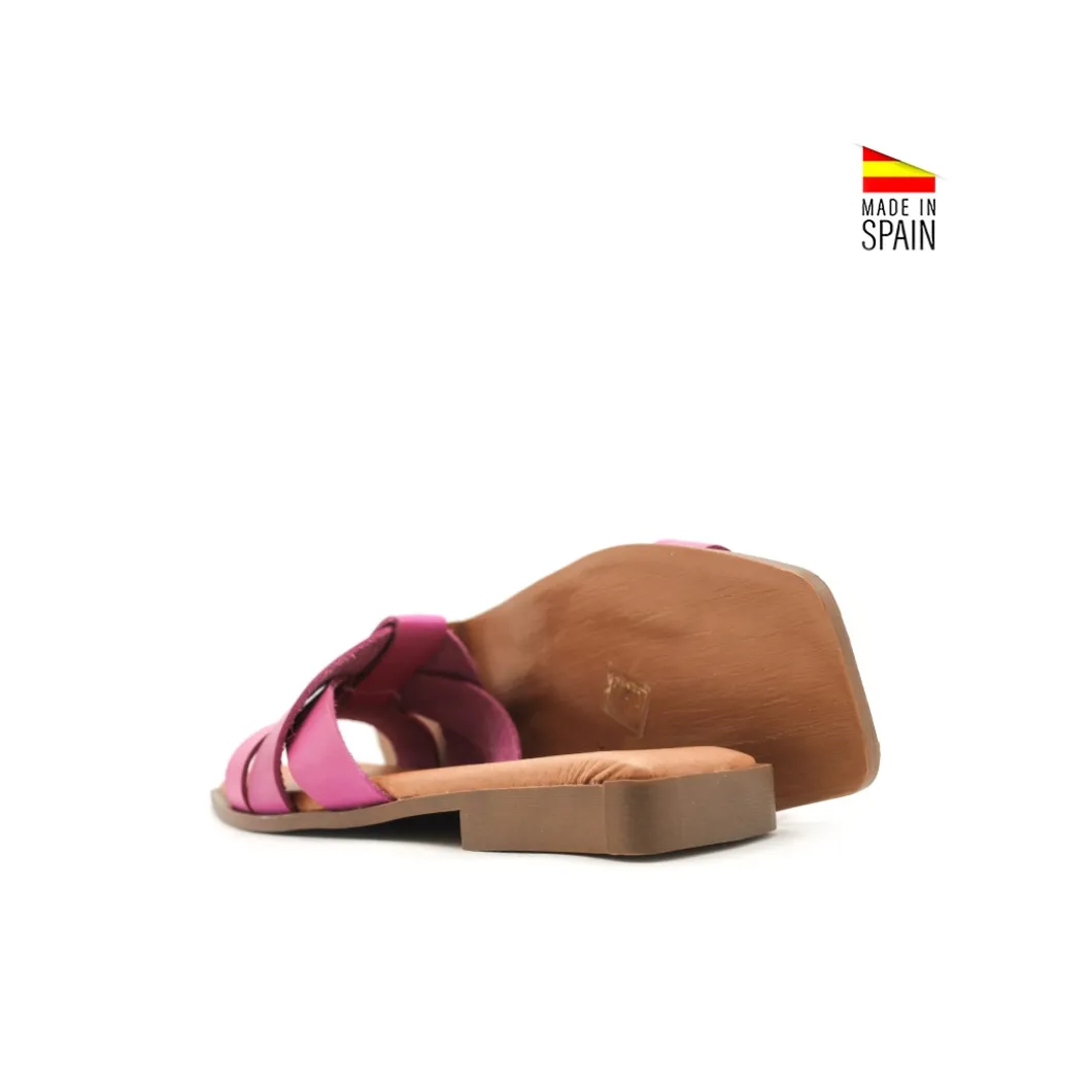 Sandalia plana piel fucsia