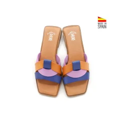 Sandalia plana piel lila multicolor