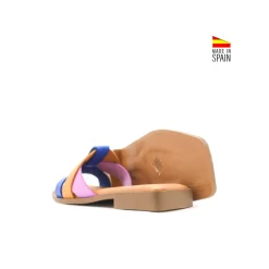 Sandalia plana piel lila multicolor