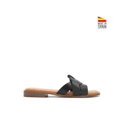 Sandalia plana piel negra