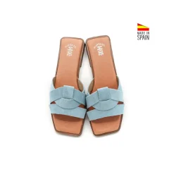 Sandalia plana serraje azul celeste