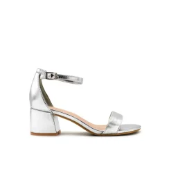 Sandalia plata tacón ancho
