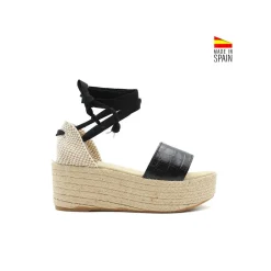 Sandalia plataforma atada coco negra