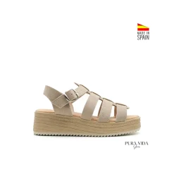 Sandalia plataforma beige tipo cangrejera