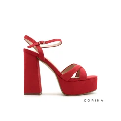 Sandalia plataforma tacón rojo