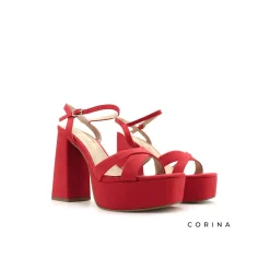 Sandalia plataforma tacón rojo