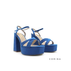 Sandalia plataforma tacón azul