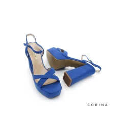 Sandalia plataforma tacón azul