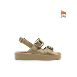 Sandalia plataforma velcro caqui