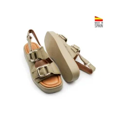 Sandalia plataforma velcro caqui