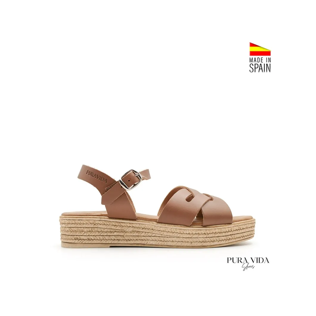 Sandalia PuraVida marrón con plataforma