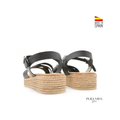 Sandalia PuraVida negra con plataforma