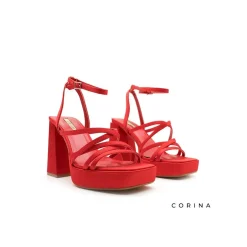 Sandalia roja tacón con plataforma