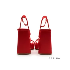 Sandalia roja tacón con plataforma