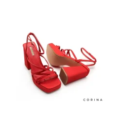 Sandalia roja tacón con plataforma