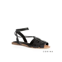 Sandalia romana negra atada