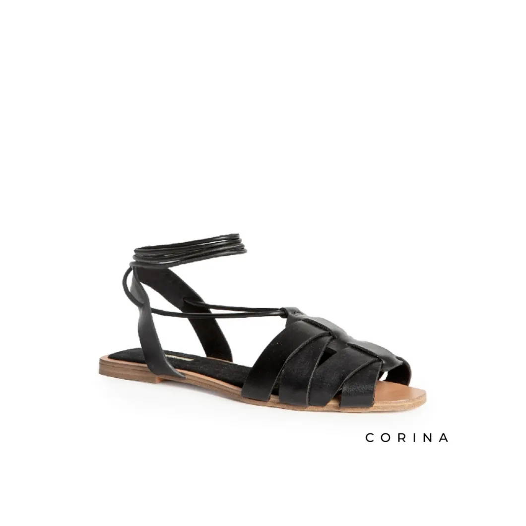Sandalia romana negra atada