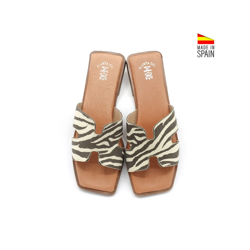Sandalia slim H cebra beige