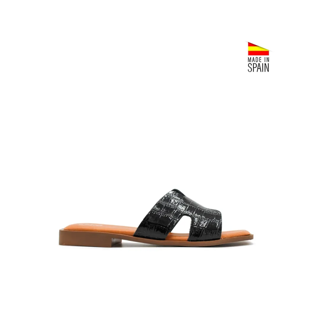 Sandalia slim H charol negro