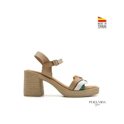 Sandalia Solea beige con tacón y plataforma